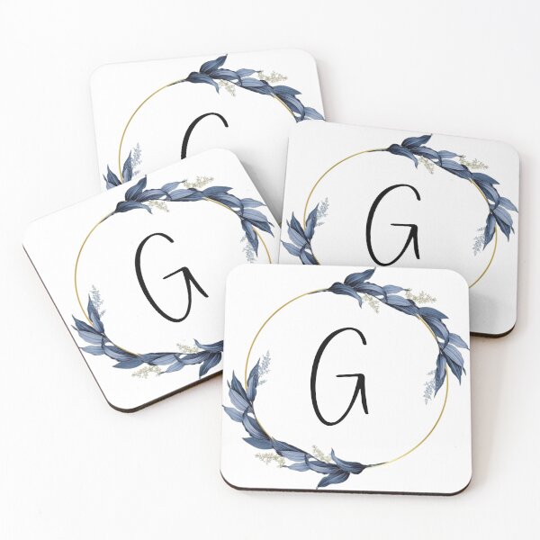 Item preview, Monogram with blue leaves letter G designed and sold by JustSeasons.