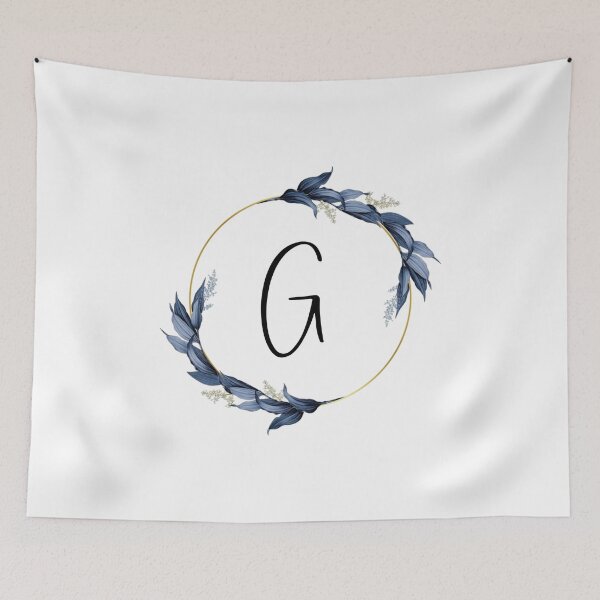 Item preview, Monogram with blue leaves letter G designed and sold by JustSeasons.