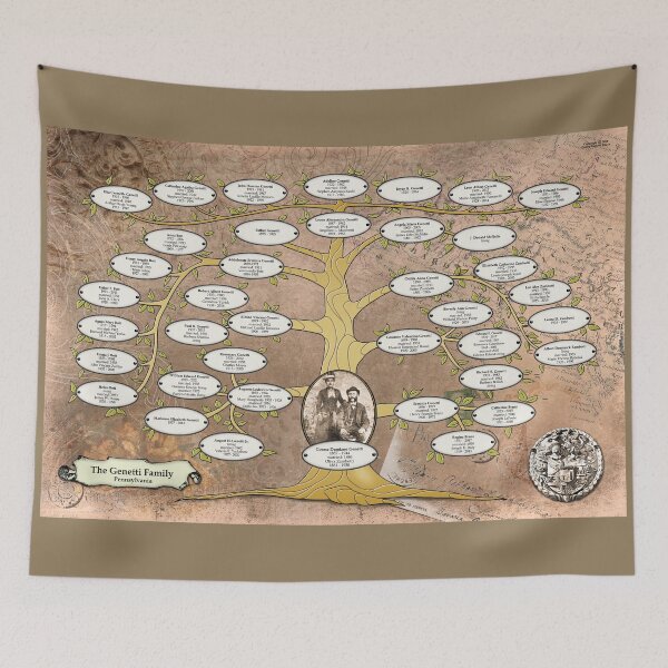Item preview, 3-Generation Family Tree of Damiano and Oliva Genetti of Pennsylvania designed and sold by Genetti Family Shop.