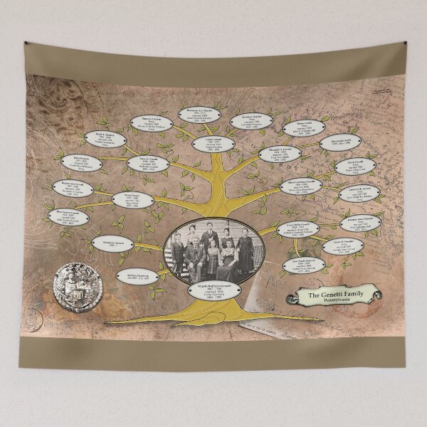 Item preview,  3-Generation Family Tree of Raffaele and Lucia Genetti of Pennsylvania designed and sold by Genetti Family Shop.