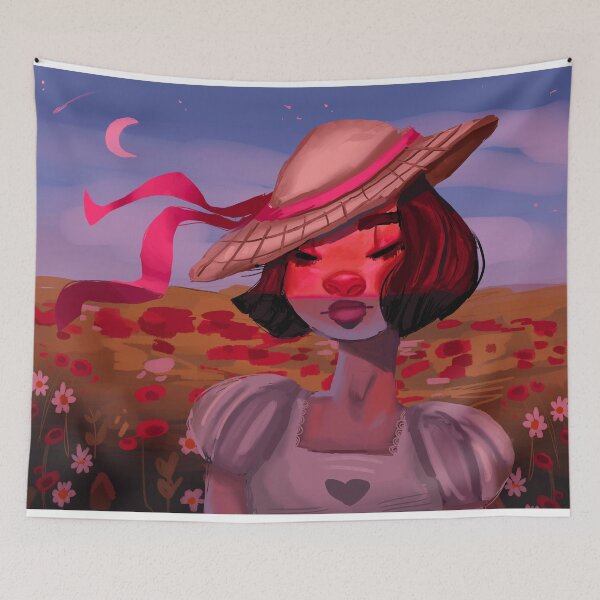 Item preview, Beautiful girl at sunset in a field of flowers designed and sold by HibiscusHeron.