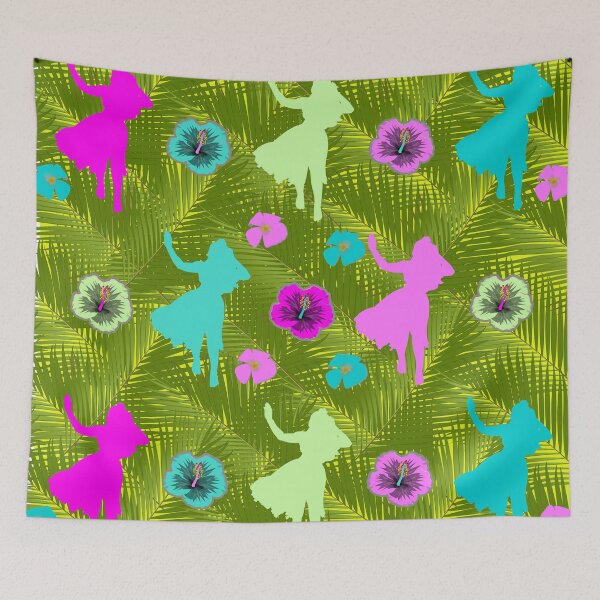 Item preview, Beautiful Hula Dancer with Flowers Pattern & Pastel Colors! - Yellow Background designed and sold by Apartment12.
