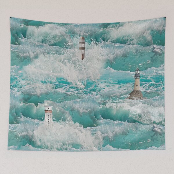 Item preview, sea, waves, foam, lighthouses, emerald, aquamarine designed and sold by Maria Mihailova.