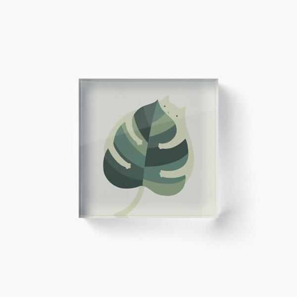 Cat and Plant 1: Monstera Cat Hug Acrylic Block