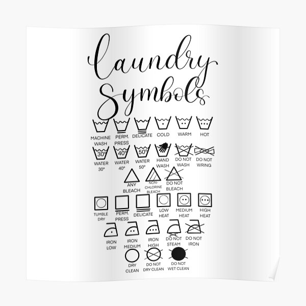 "Laundry Symbols Art" Poster by cottagelife Redbubble