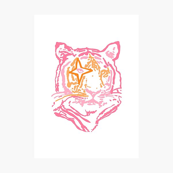 Item preview, pink and orange star tiger designed and sold by lizziesumner.