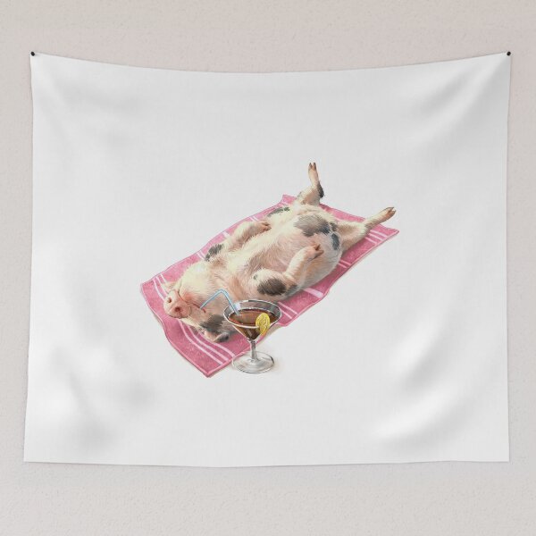 Item preview, Lazy Pig - pink stripped towel designed and sold by MerchActually.