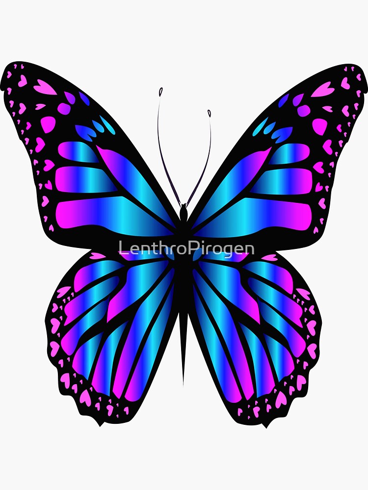 "Blue and Purple Butterfly" Sticker by LenthroPirogen Redbubble