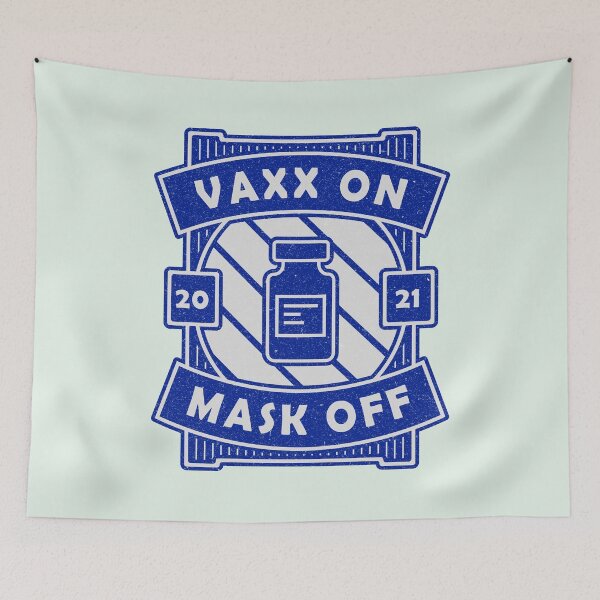 Item preview, Vaxx On Mask Off - Funny Vaccine Motivation (Blue Design) designed and sold by DrawingBoard.