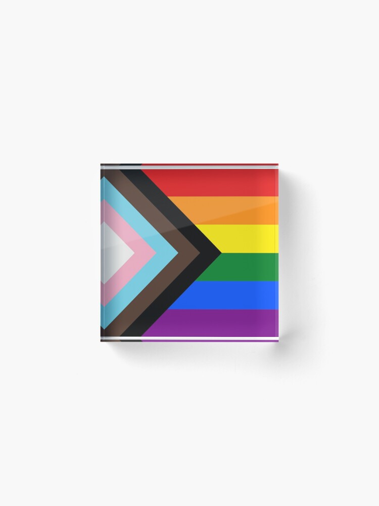 Alternate view of Progress Pride Flag Acrylic Block