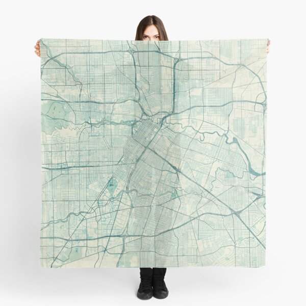 Houston Map Blue Vintage Scarf