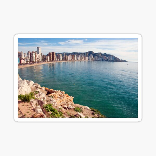 La playa de Levante de Benidorm Costa Mediterránea España Pegatina