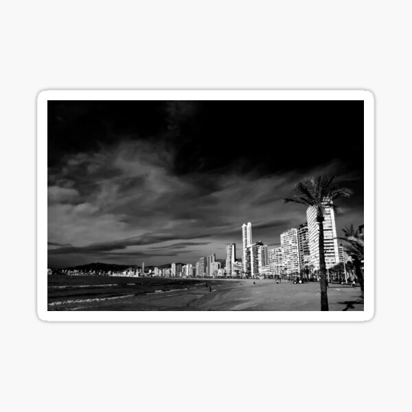 La playa de Levante de Benidorm Costa Mediterránea España Pegatina