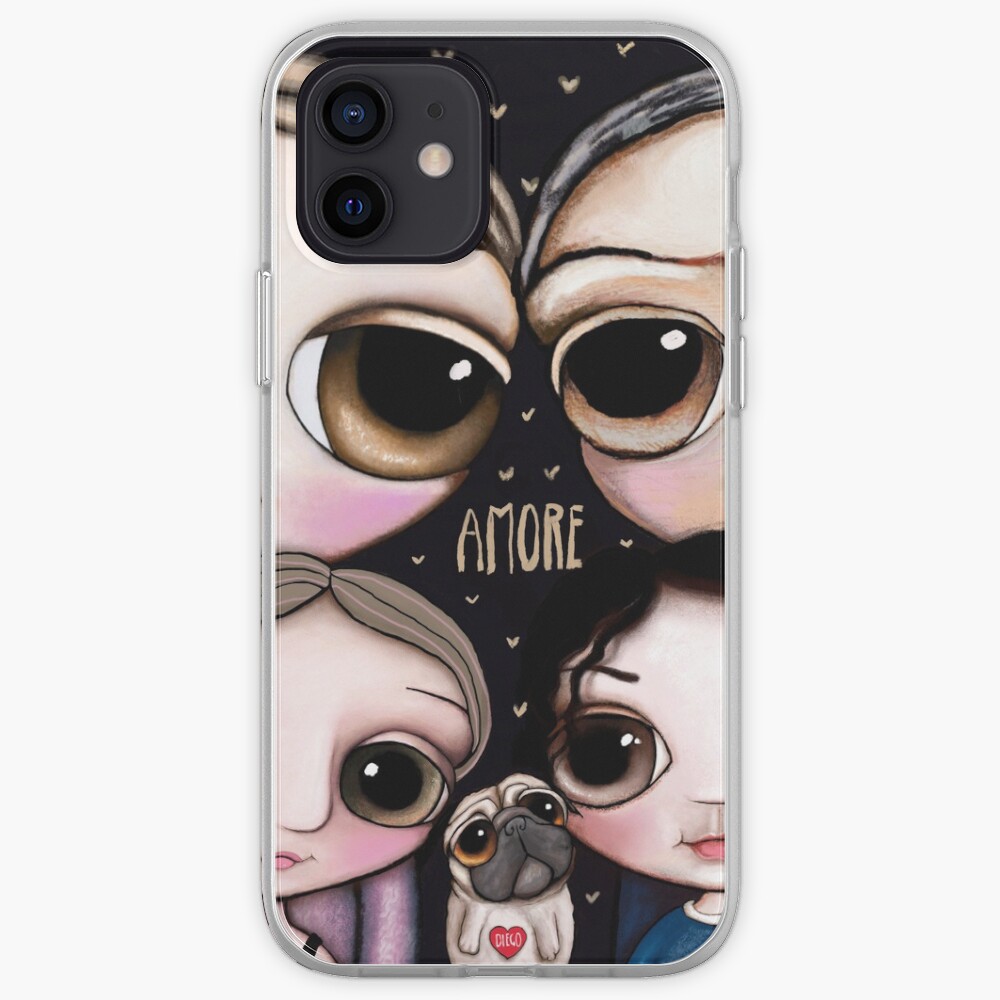 Family: parents, daughters and the pug iPhone Case & Cover