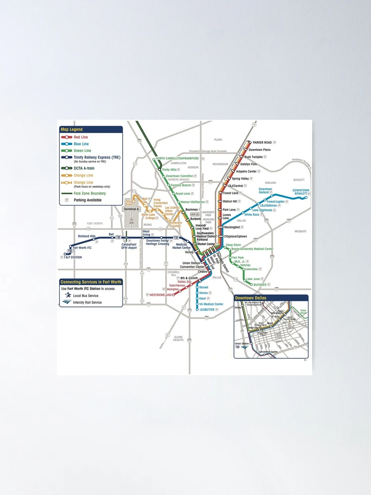 Dallas Tube Subway Metro Train Map