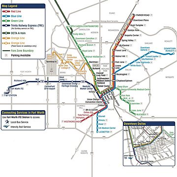 Dallas Tube Subway Metro Train Map