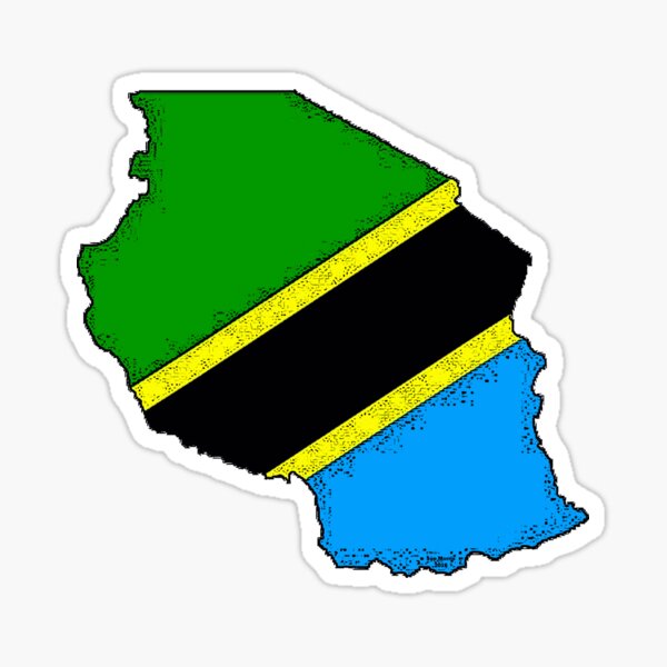 Tanzania Map With Tanzanian Flag Sticker