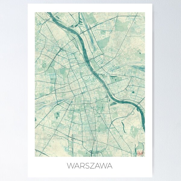 Item preview, Warsaw Map Blue Vintage designed and sold by HubertRoguski.