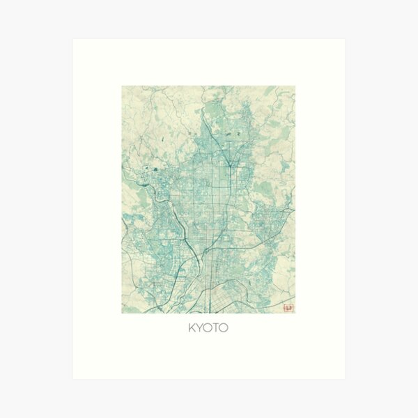 Item preview, Kyoto Map Blue Vintage designed and sold by HubertRoguski.
