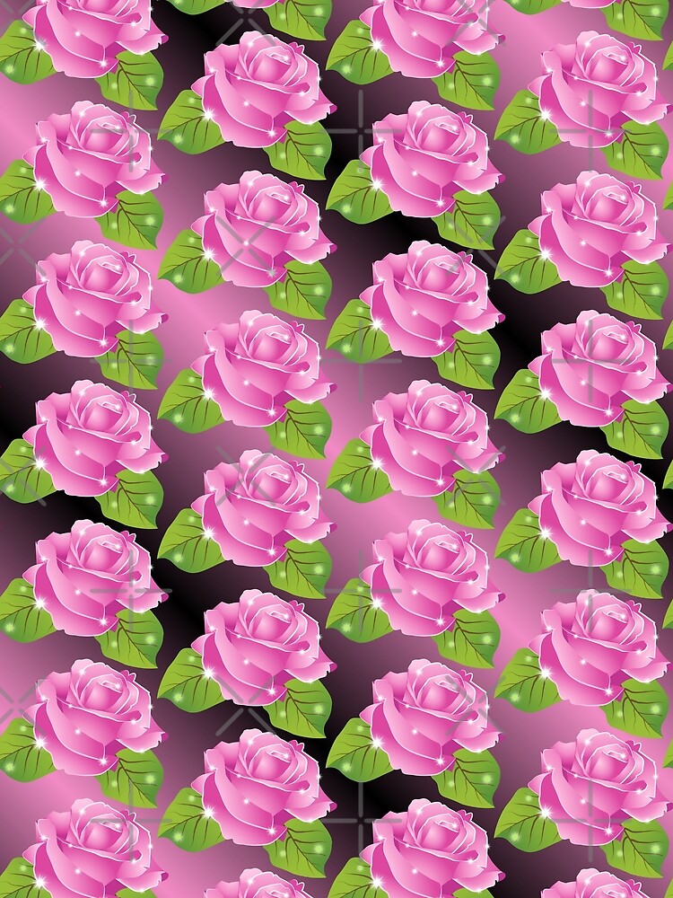 Thumbnail 3 of 3, Scarf, Pink Sparkly Roses Pattern designed and sold by AyeshasDesigns.