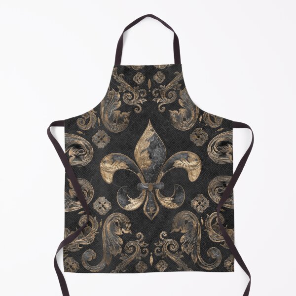 Item preview, Fleur-de-lis luxury ornament - Black Marble designed and sold by k9printart.