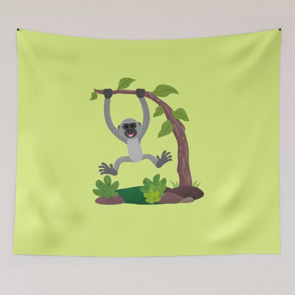 Item preview, Cute happy gibbon ape cartoon illustration designed and sold by FrogFactory.