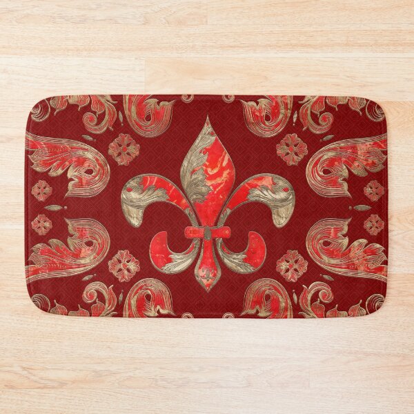 Item preview, Fleur-de-lis luxury ornament - Red Marble designed and sold by k9printart.