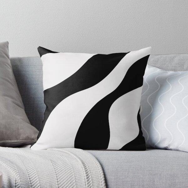 Black and White Wavy Pattern Throw Pillow
