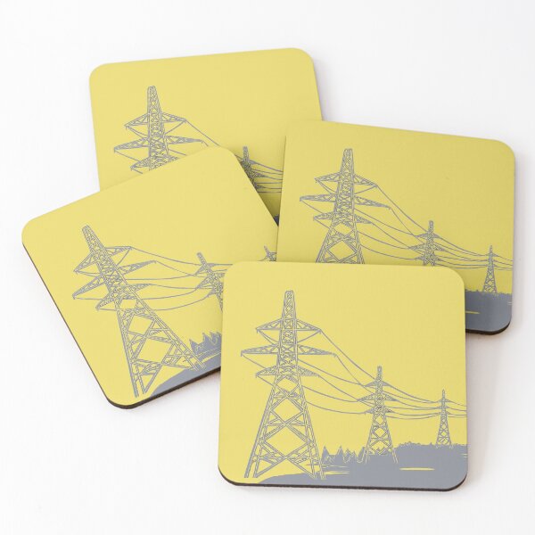 Item preview, Electricity Pylons in Yellow and Grey designed and sold by Maddy Bennett.