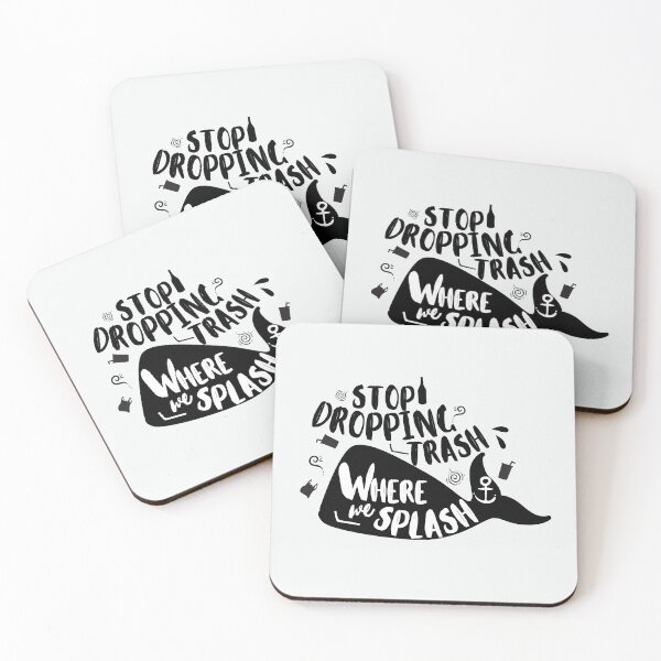 Item preview, stop dropping trash where we splash - whale scene designed and sold by foreco design.