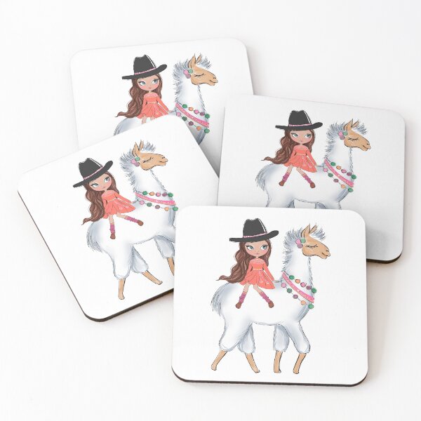 Item preview, Boho style cute girl with llama girly illustration 2 designed and sold by Lalanacliparts.