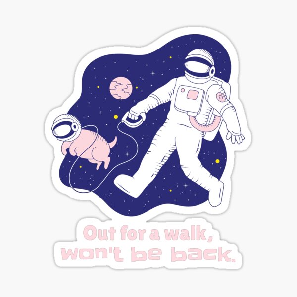 Astronaut and his dog. Sticker