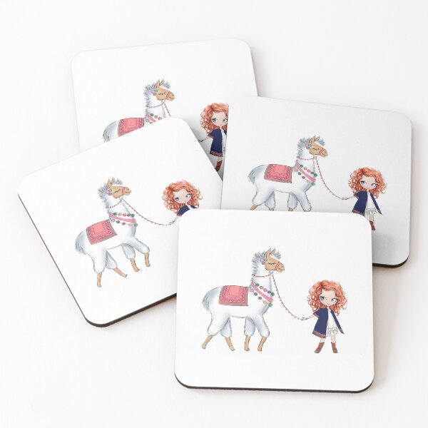 Item preview, Boho style cute girl with llama girly illustration 3 designed and sold by Lalanacliparts.