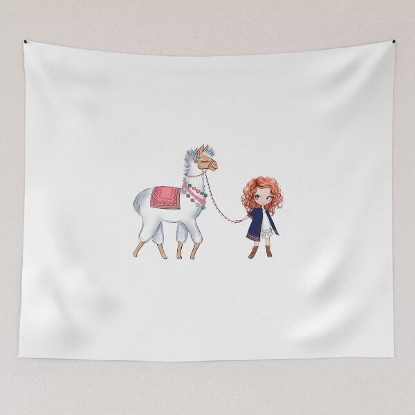 Item preview, Boho style cute girl with llama girly illustration 3 designed and sold by Lalanacliparts.