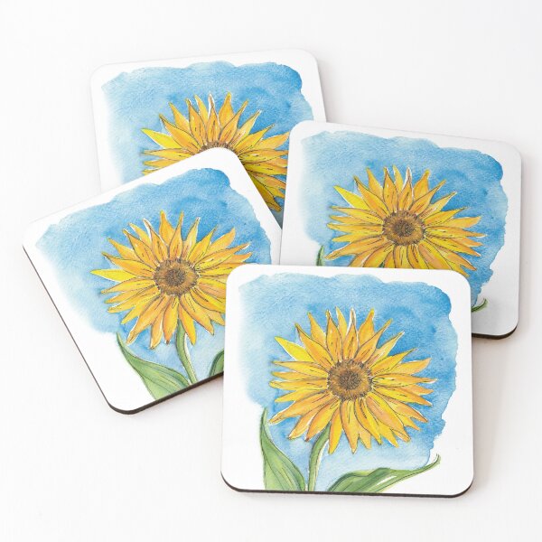 Aperçu de l'œuvre Dessin à l'aquarelle de tournesol - illustration du pouvoir des fleurs créée et vendue par happyartworld.