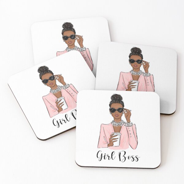 Item preview, Black girl boss fashion illustration in pink tones  designed and sold by Lalanacliparts.