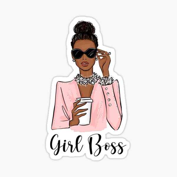 Item preview, Black girl boss fashion illustration in pink tones  designed and sold by Lalanacliparts.
