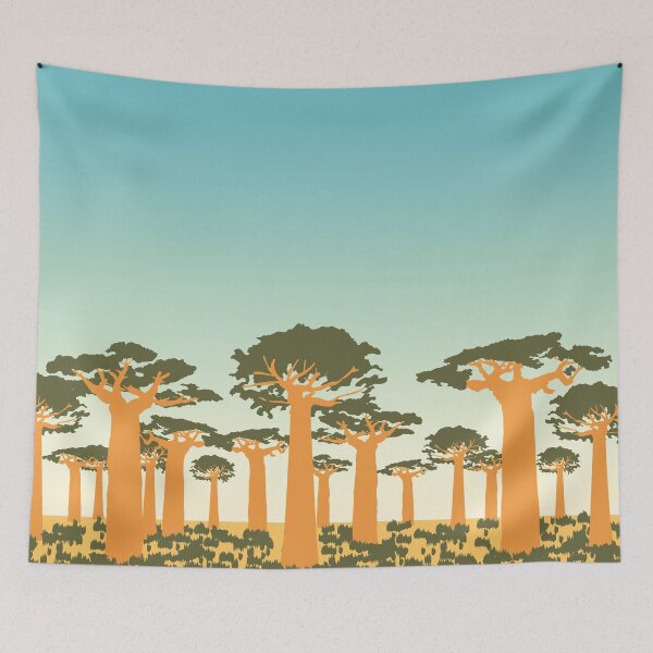 Item preview, Graphic art African landscape with baobab trees designed and sold by CiniArt.