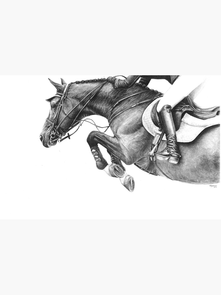 Aperçu 2 sur 2. Housse d'ordinateur avec l'œuvre Flick - Cheval de saut d'obstacles créée et vendue par r-henderson-art.