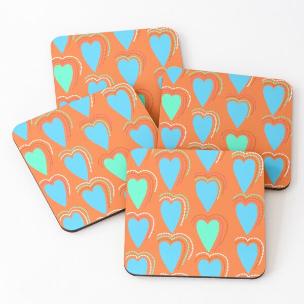Item preview, Jungle Green Orange and Blue Hearts designed and sold by StylieEllie.