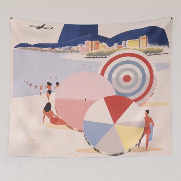 Item preview, Summer Beach View, Vintage Brazil Travel Print  designed and sold by JoyforU.