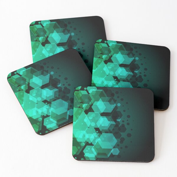 Item preview, Green Abstract Art Multi layer Hexagonal Shapes Contemporary Future Digital Gaming designed and sold by WearWolfDesigns.