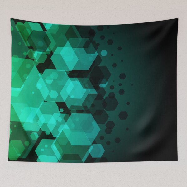 Item preview, Green Abstract Art Multi layer Hexagonal Shapes Contemporary Future Digital Gaming designed and sold by WearWolfDesigns.