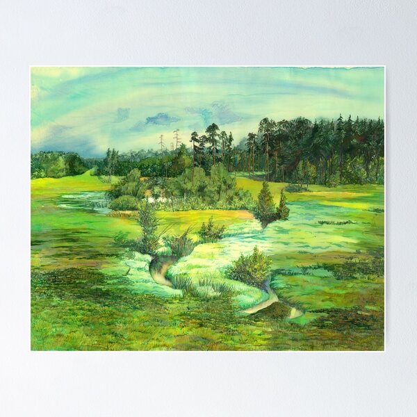 green valley Watercolor Poster