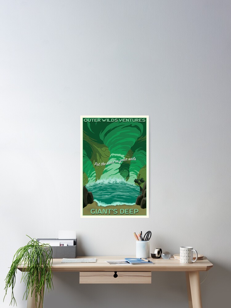 Thumbnail 2 of 3, Poster, Outer Wilds - Giant's Deep Travel Poster designed and sold by chetgnegy.
