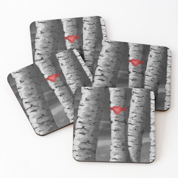 Item preview, Silver Black & White Trees with Red Heart. designed and sold by JzArt.