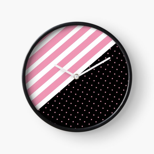 Parallel Stripes and polka dots Clock
