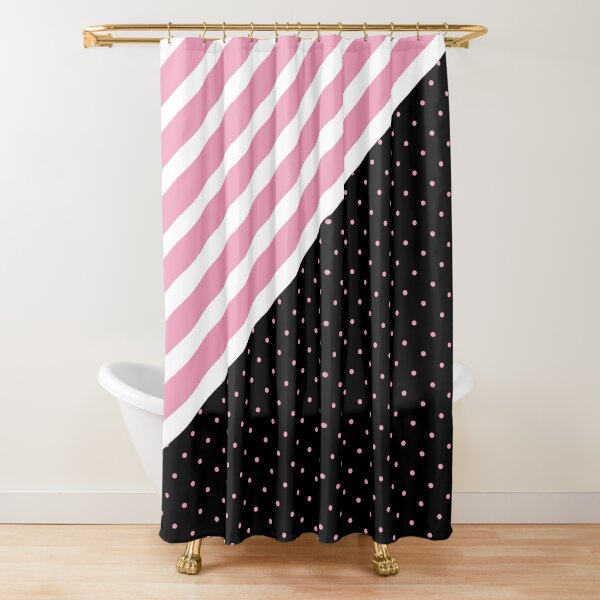 Parallel Stripes and polka dots Shower Curtain