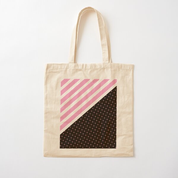 Parallel Stripes and polka dots Cotton Tote Bag