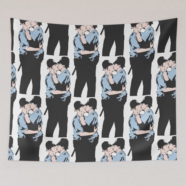 Item preview, Kissing Coppers - Banksy Graffiti designed and sold by portokalis.